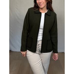 Vintage Olive Wool Zip Jacket Worthington